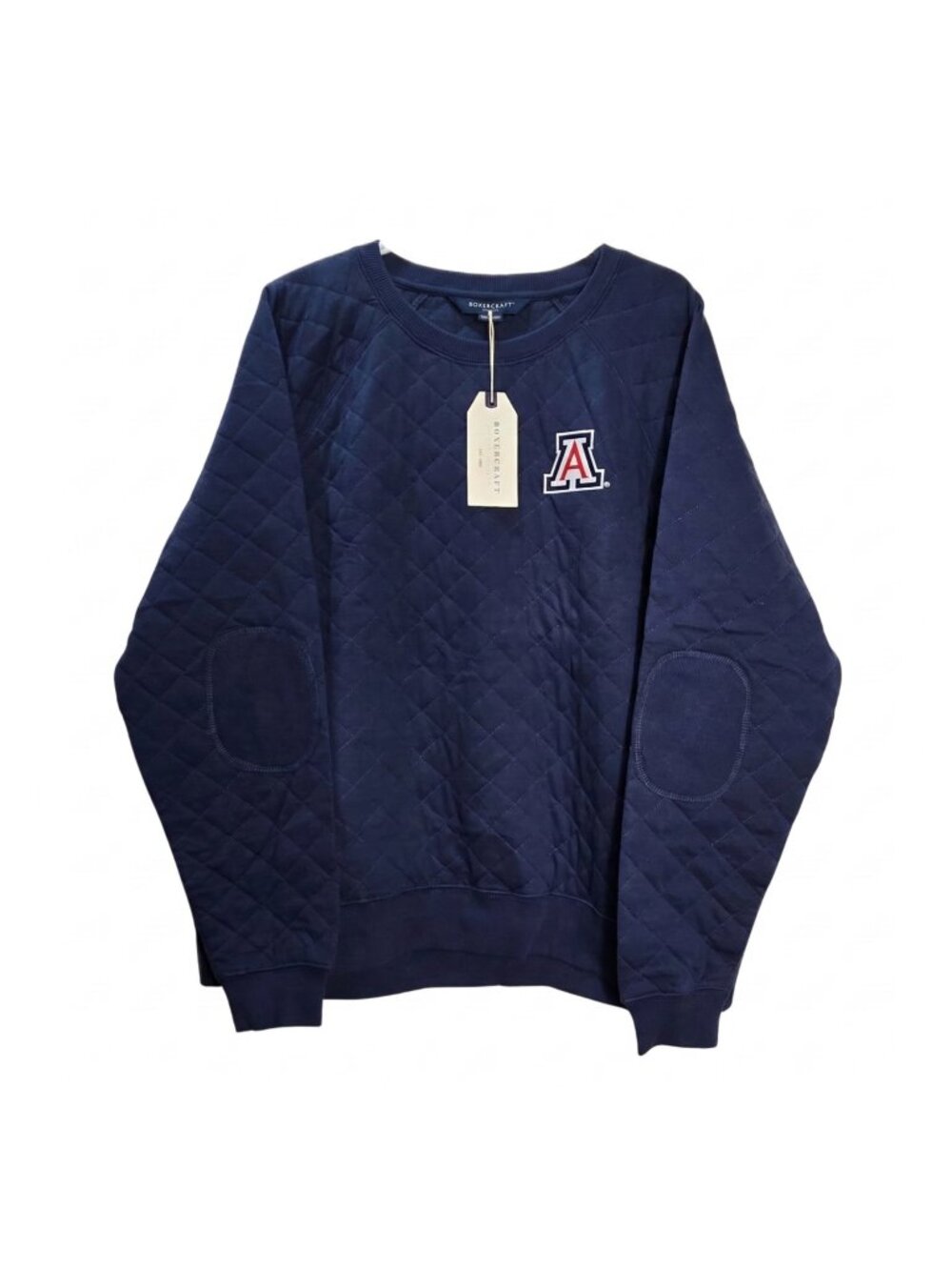 NWT | Boxercraft Arizona Quilted Crew Sweater | Indigo Blue | Elbow Patches | 2X